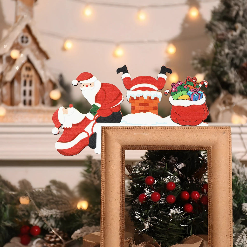 Decoração de moldura de porta de natal decoração de feliz natal para casa 2025 pingente enfeites de madeira de natal navidad natal presente de ano novo