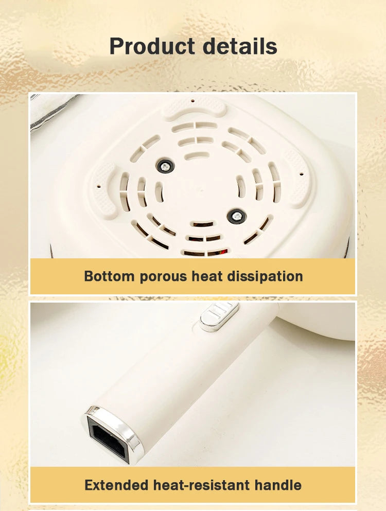 Panela Elétrica DMWD para Fritar, Mini Panela Doméstica Antiaderente para Bifes e Panquecas, Frigideira Elétrica Multifuncional 2 Potências 600W