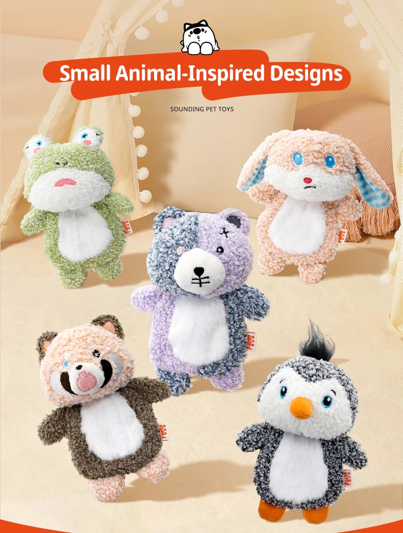 Bonito pequeno animal cão brinquedos de pelúcia chocalho de corpo inteiro com squeaker embutido brinquedo interativo para brincar de animais de estimação para reduzir a solidão
