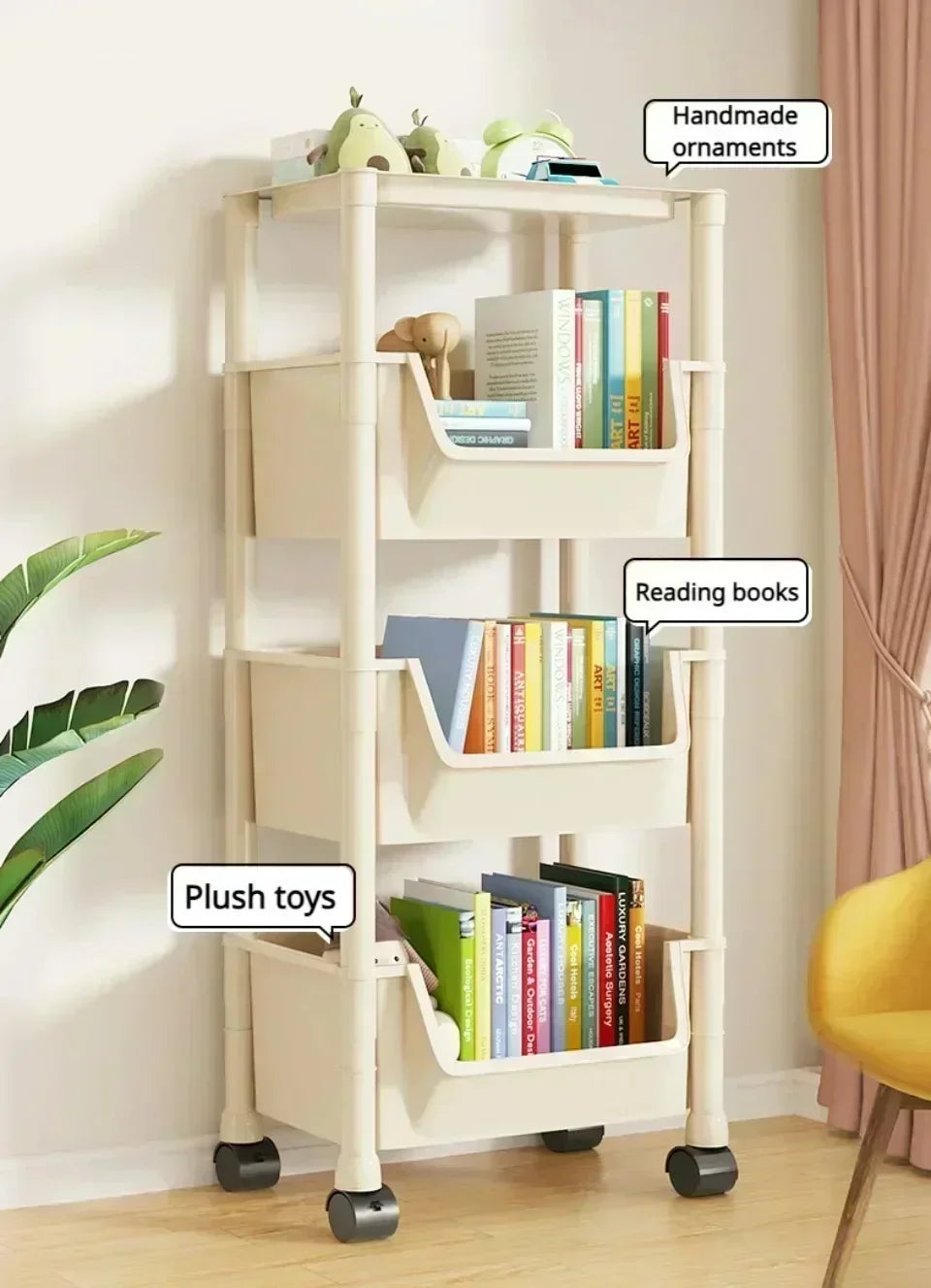 Carrinho Organizador Móvel com Rodas para Casa e Cozinha, Estante de Armazenamento Multicamadas para Lanches, Quarto e Sala de Estar, 2-5 Peças