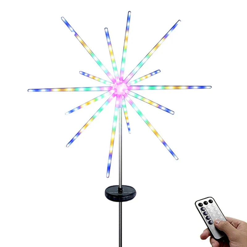 Luz solar ao ar livre à prova dwaterproof água pátio jardim rua caminho lâmpadas decoração de natal paisagem led solar luzes de fogos de artifício