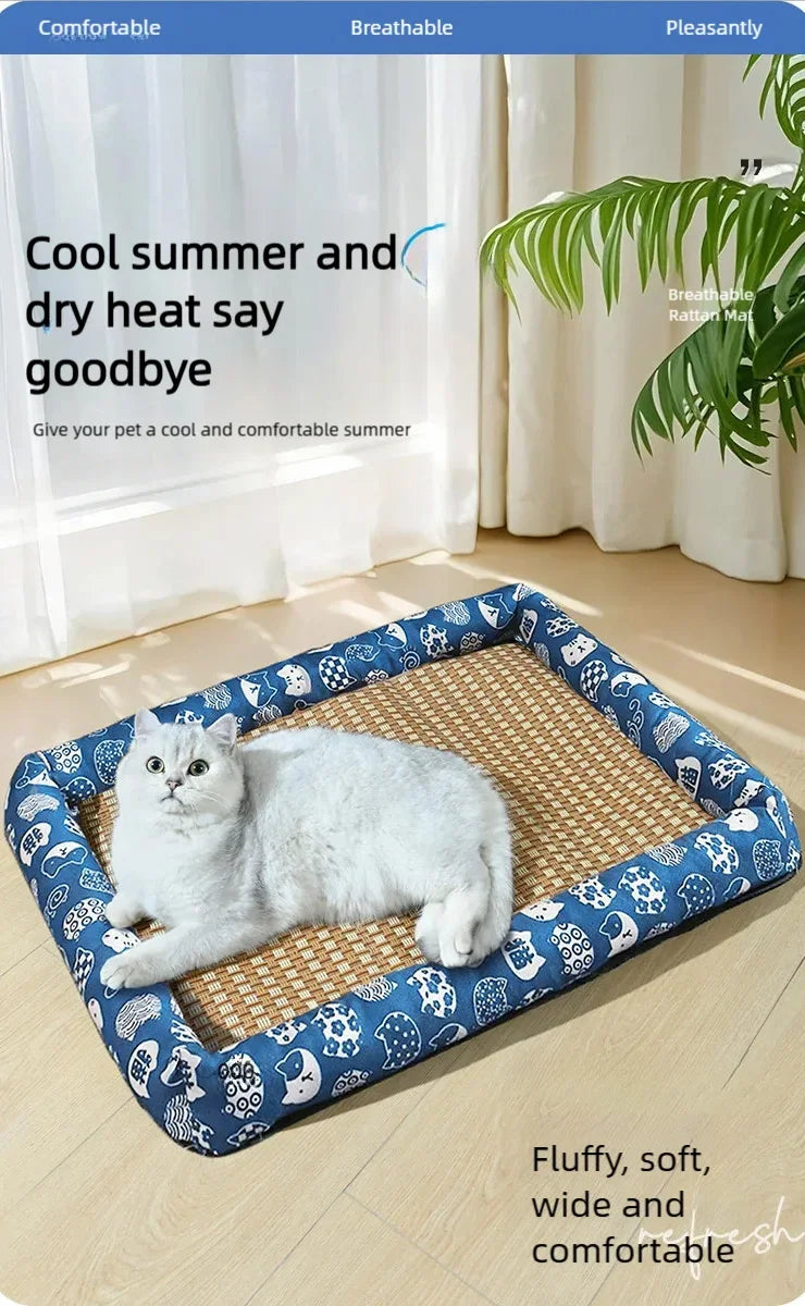 Cama para animais de estimação para gatos e cães, adequada para todas as estações, tapete refrescante de verão, confortável e resistente a pelos, suprimentos para animais de estimação com o.