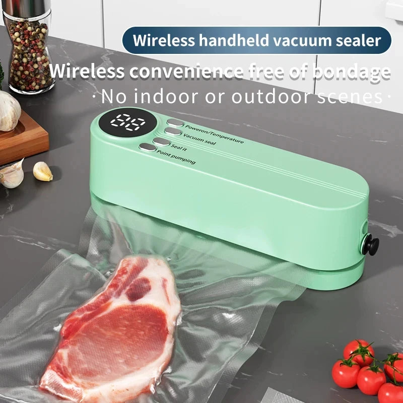 Máquina de Selagem a Vácuo Mini Sem Fio Totalmente Automática, Pequena e Portátil para Embalagem de Alimentos