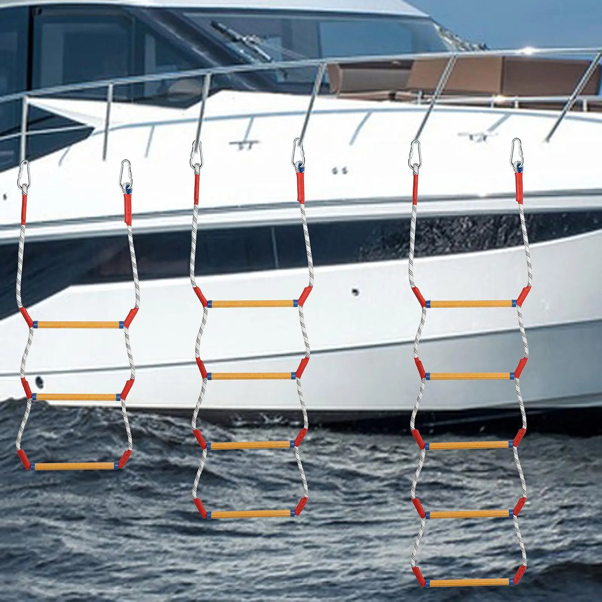 Escada corda para barco, escada de escalada ao ar livre, dobrável e dobrável, para caiaque e pesca