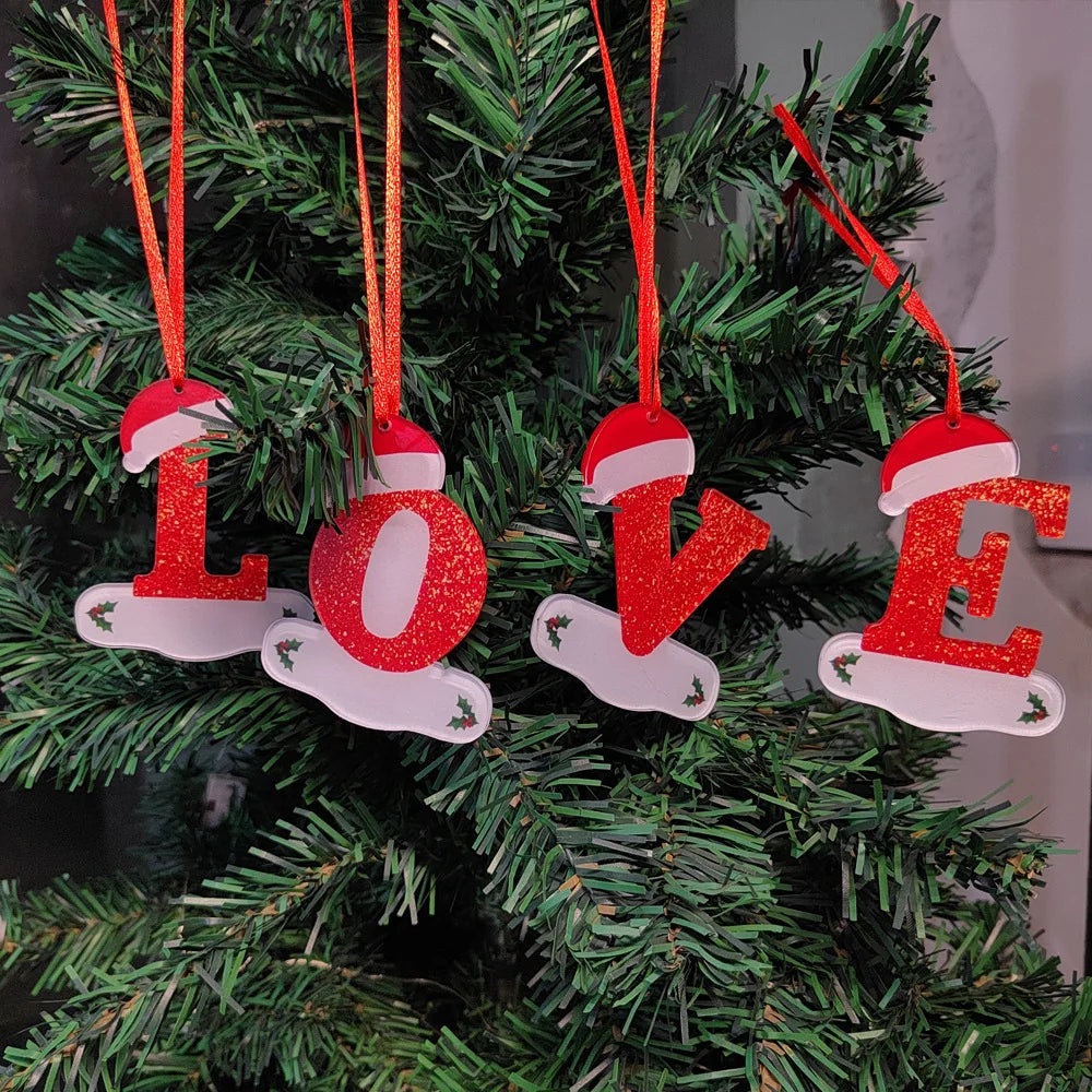 Personalize Decoração De Natal, 26 Letras, Pingente para Árvore De Natal Decor,DIY Nome Ornamento