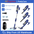 Aspirador de pó sem fio PrettyCare P1 45 minutos 28Kpa Aspirador de pó potente com motor sem escova LED Touch Display