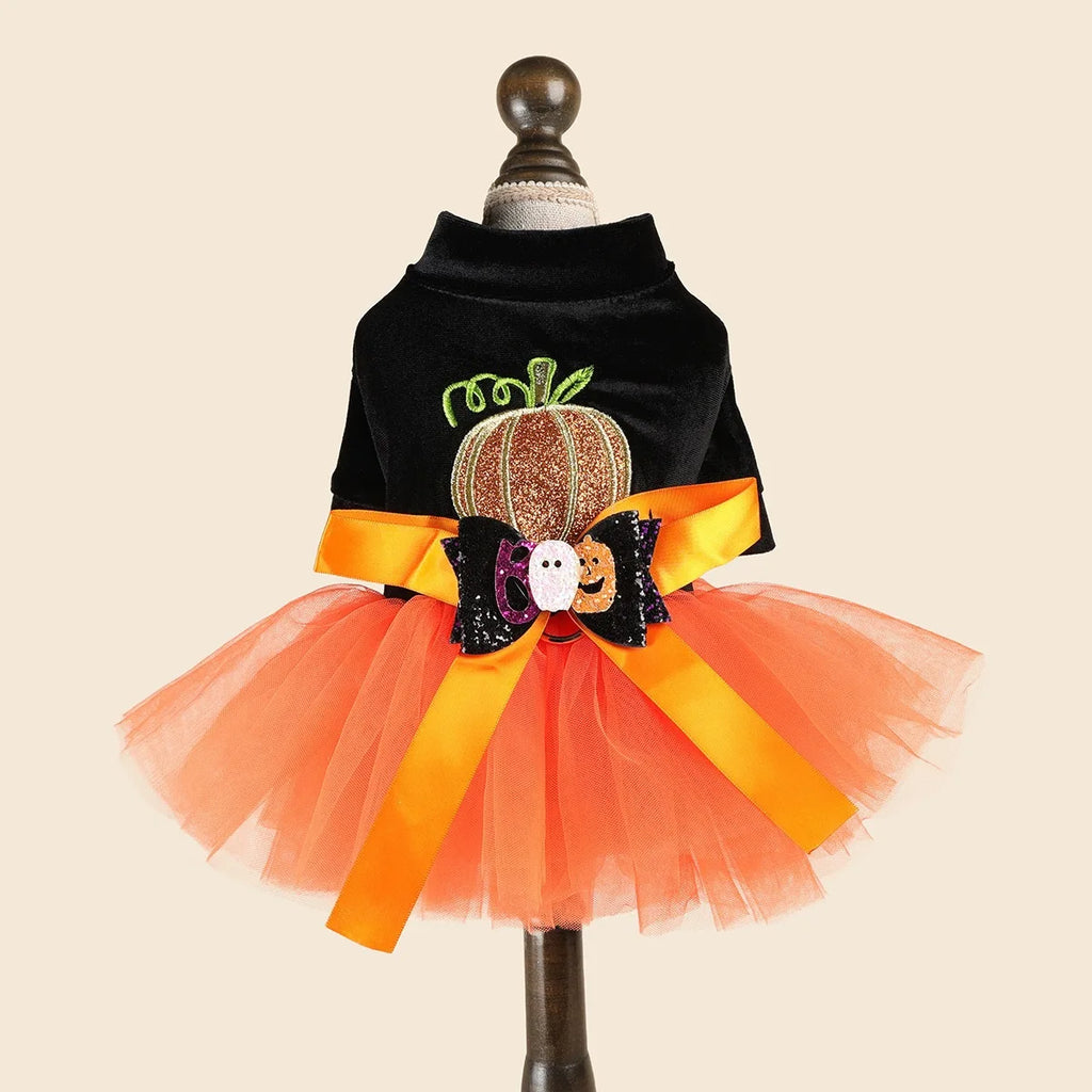 Fantasias de Halloween para Cães: Vestido Elegante para Pets com Saia Tutu – Colete para Cadelas de Outono/Inverno, para Poodles e Raças Pequenas, Gatos