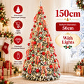 Árvore de Natal Dobrável com Luzes LED e Enfeites, Árvore de Natal Integrada de Alta Qualidade de 120cm a 180cm, Decoração para Festa de Natal em Família