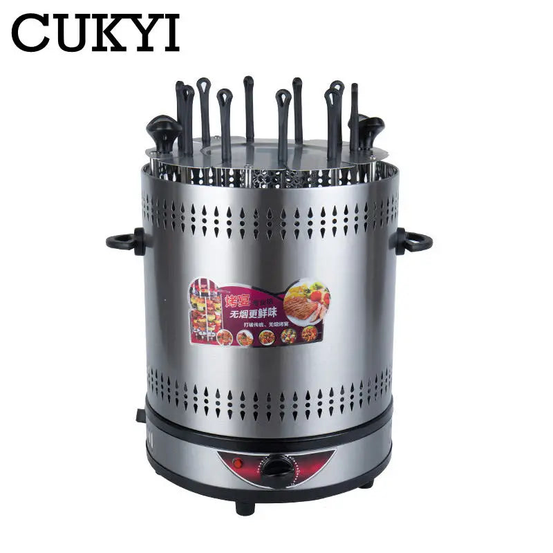 Grelhador Elétrico para Churrasco com 6/8/10 Espetos, Grelhador Vertical Rotativo Automático com Temporizador, Ferramenta para Churrasco sem Fumaça, Máquina Rotativa para Espetos de Kebab