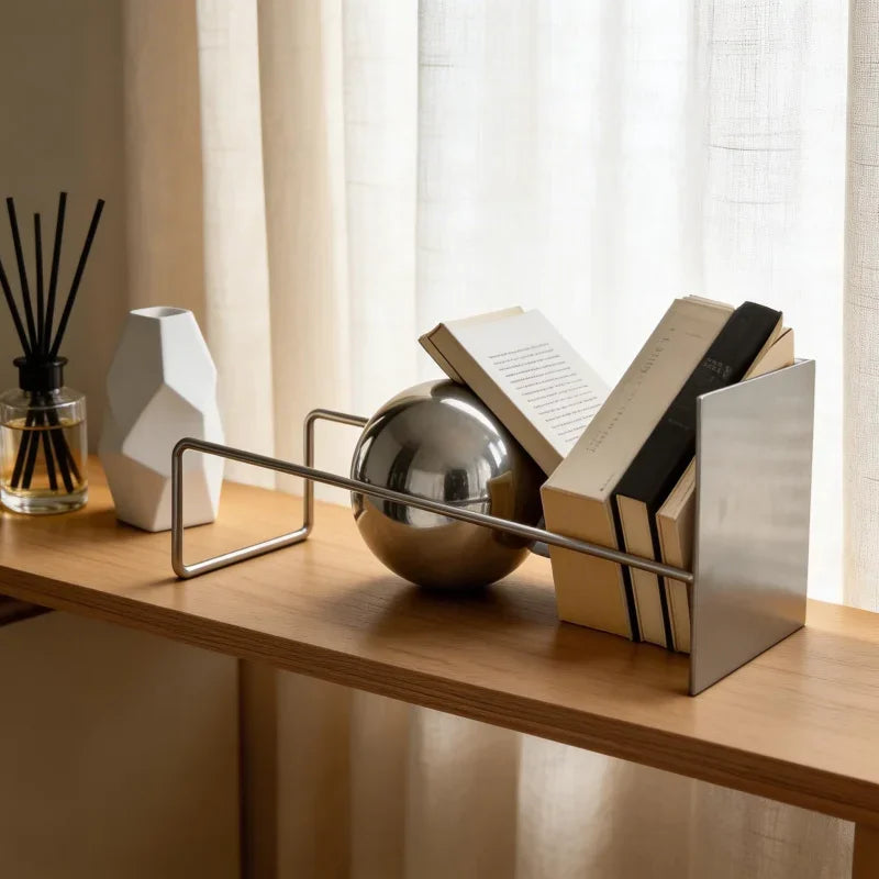 Gravity Ball Book Stand Creative Desktop Book Holder Mid Century Bauhaus Magazine Organizer Chic Office Newspaper Rack