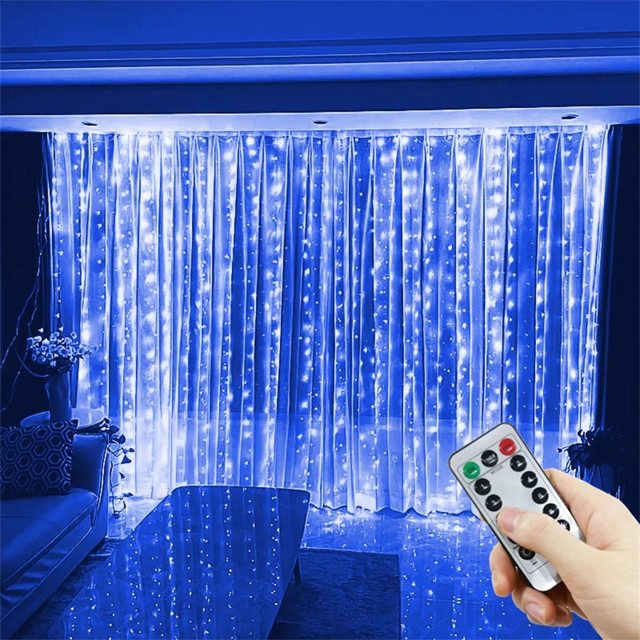 Luzes de fadas de natal guirlanda de casamento ao ar livre 8 modo led usb cortina luz corda festa decoração do feriado jardim luz navidad - Kasa & Pet