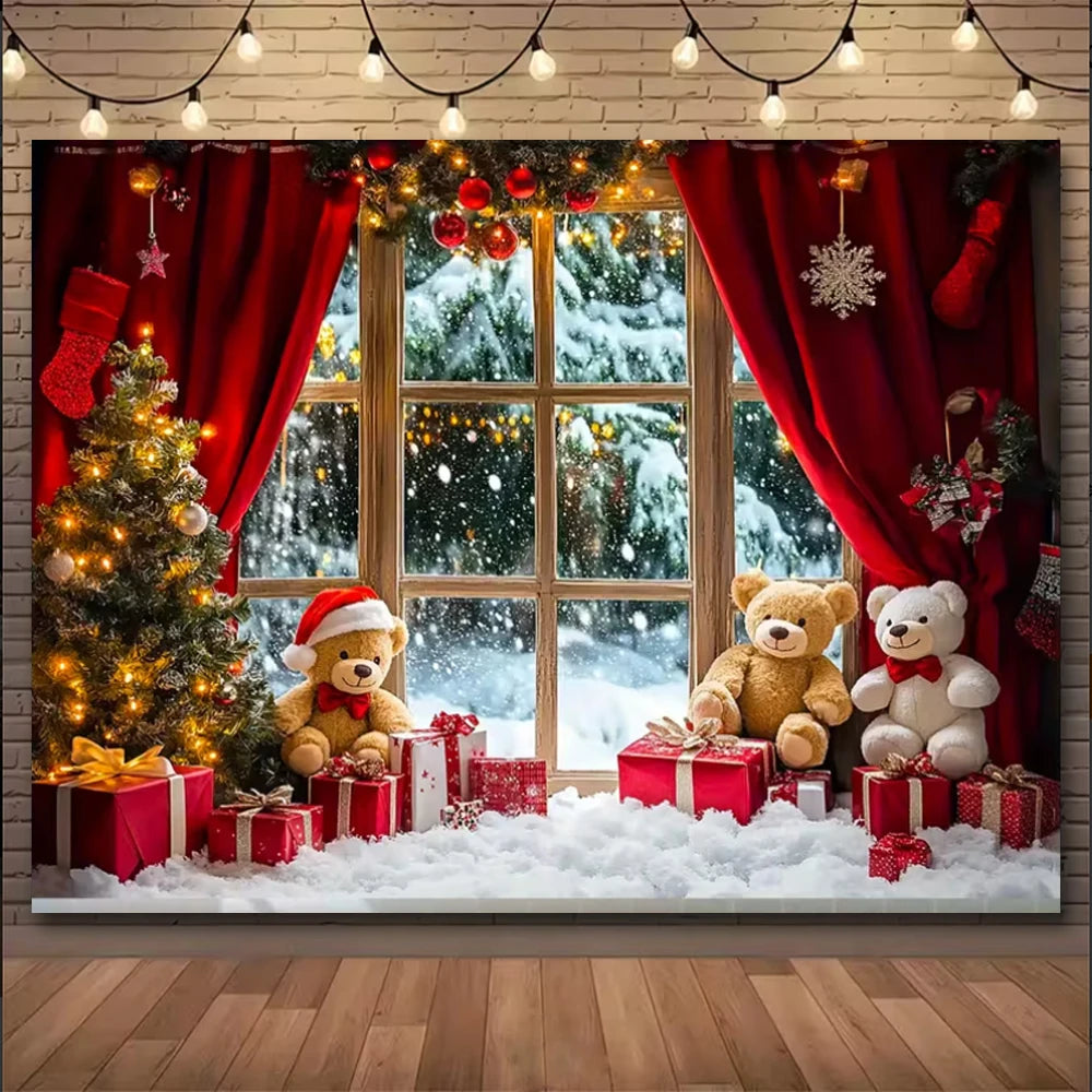 Natal inverno fundo vintage lareira festa decoração crianças photo studio suprimentos árvore de natal lanternas cenário nevado