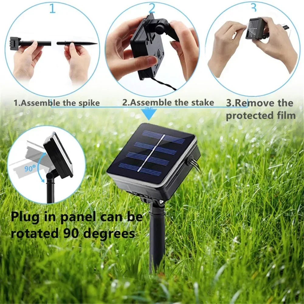 Luzes de Cordão LED Solares em Forma de Flor de Cerejeira para Decoração de Jardim e Pátio ao Ar Livre, Decoração de Natal e Casamento