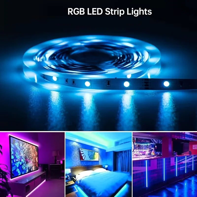 Fita LED RGB 5050 Colorida com Bluetooth para Decoração de Ambientes, 10m 15m 20m 30m, Iluminação LED Neon para PC e TV, Fita LED