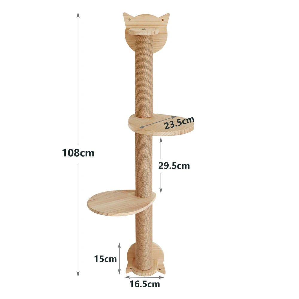 Pós para arranhar gatos com 2 poleiros, plataformas montadas na parede, prateleiras de escalada, arranhador de sisal para gatos, torre de árvore, acessórios para animais de estimação