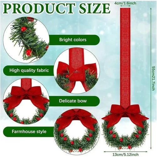 4 Peças de Mini Guirlandas de Natal, Decorações para Janelas, Laços de Fita, Frutas Vermelhas, Decorações para Festas de Natal em Casa