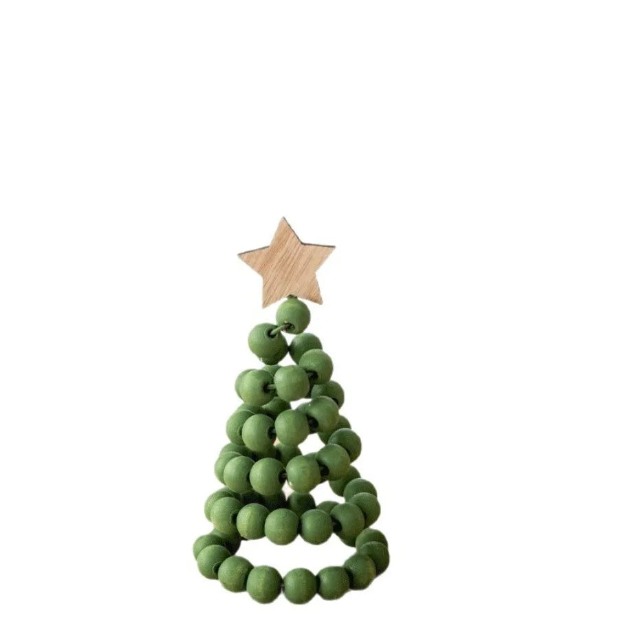 Enfeites de Natal Criativos de Alta Qualidade Nórdicos com Contas de Madeira para Árvore de Natal, Ornamento de Mesa, Árvore de Natal Artificial