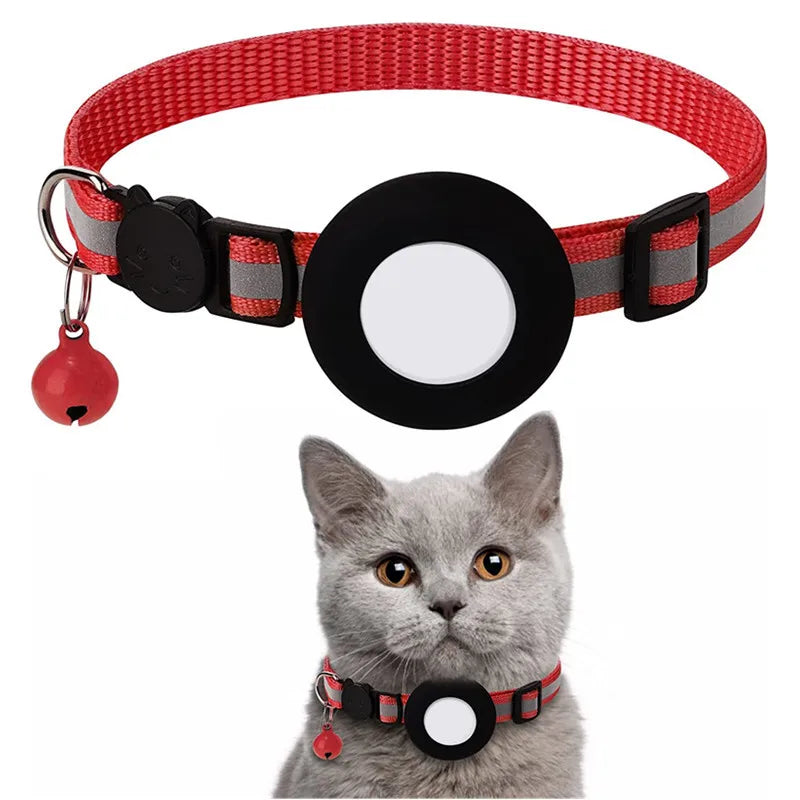 Coleira para Gato Airtag, Fivela de Segurança Refletiva com Sino, Coleira GPS Ajustável Anti-Perda para Gatinhos e Filhotes