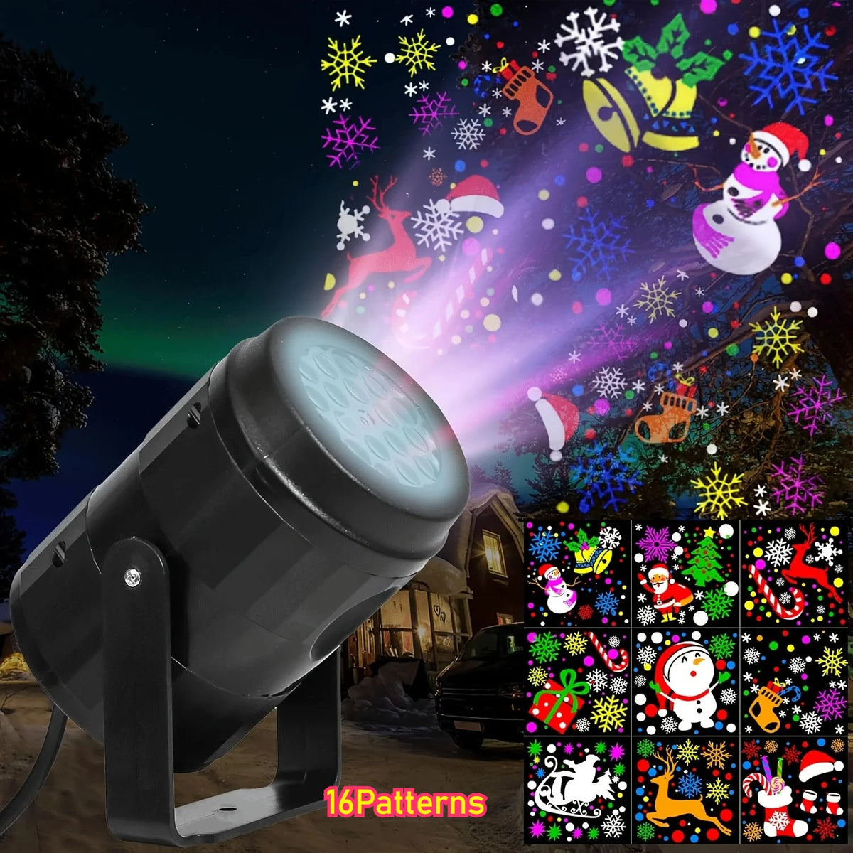 16 padrões de luzes de projetor de natal rotativa decoração de natal ao ar livre/interno projetor led para festa de férias decoração de natal