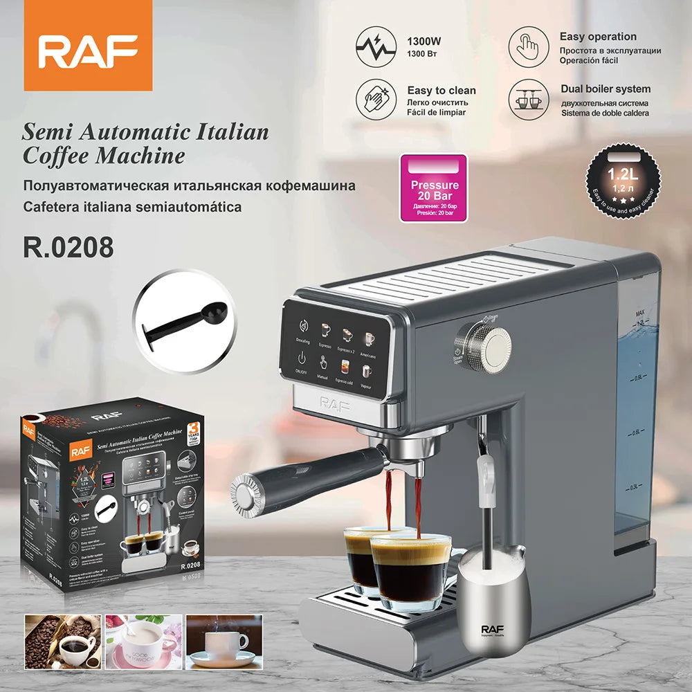 Máquina de café expresso para uso doméstico, extração de alta pressão, máquina de café com espuma de leite a vapor