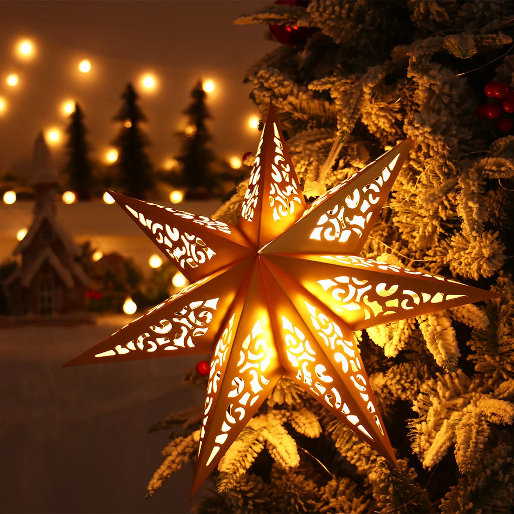 Estrela oca pendurado pingentes ramadan decoração 2024 para casa navidad natal noel presentes enfeites de natal ano novo 2024