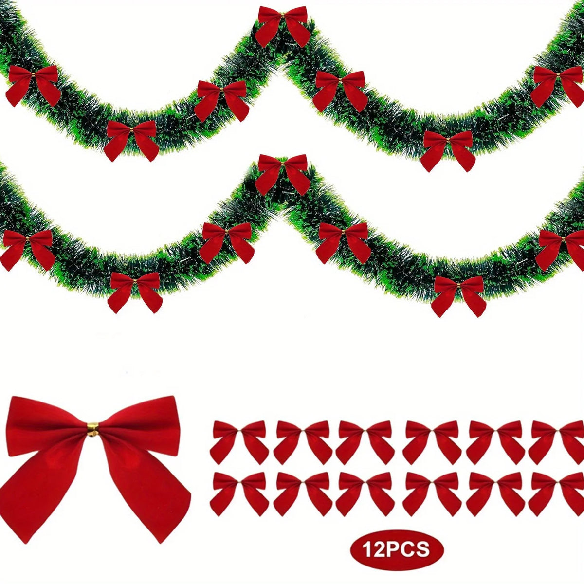 5M de fitas decorativas de Natal com laços, fita verde em forma de cana, guirlanda para pendurar na árvore de Natal, enfeites para projetos «faça você mesmo», decoração para festas e para a casa.
