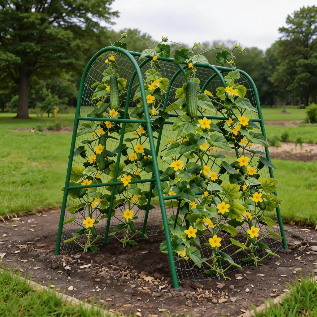 Arco de Jardim com Treliça para Canteiros Elevados, Suporte para Plantas como Pepinos, Melões, Uvas, Rosas e Vegetais Trepadores