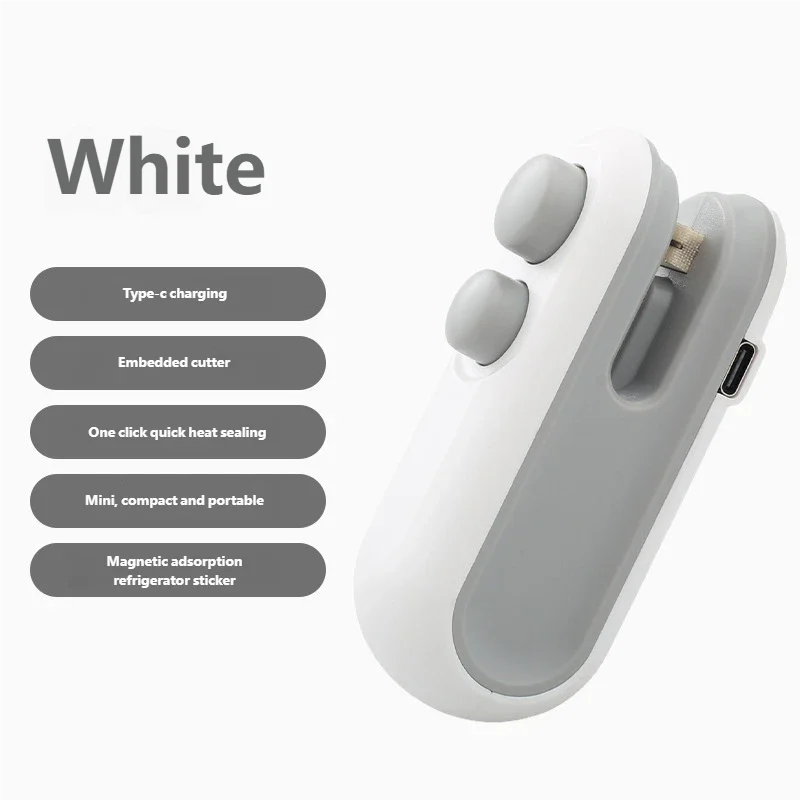 Mini Seladora Térmica Portátil USB Recarregável para Sacos de Armazenamento e Embalagens Plásticas de Alimentos