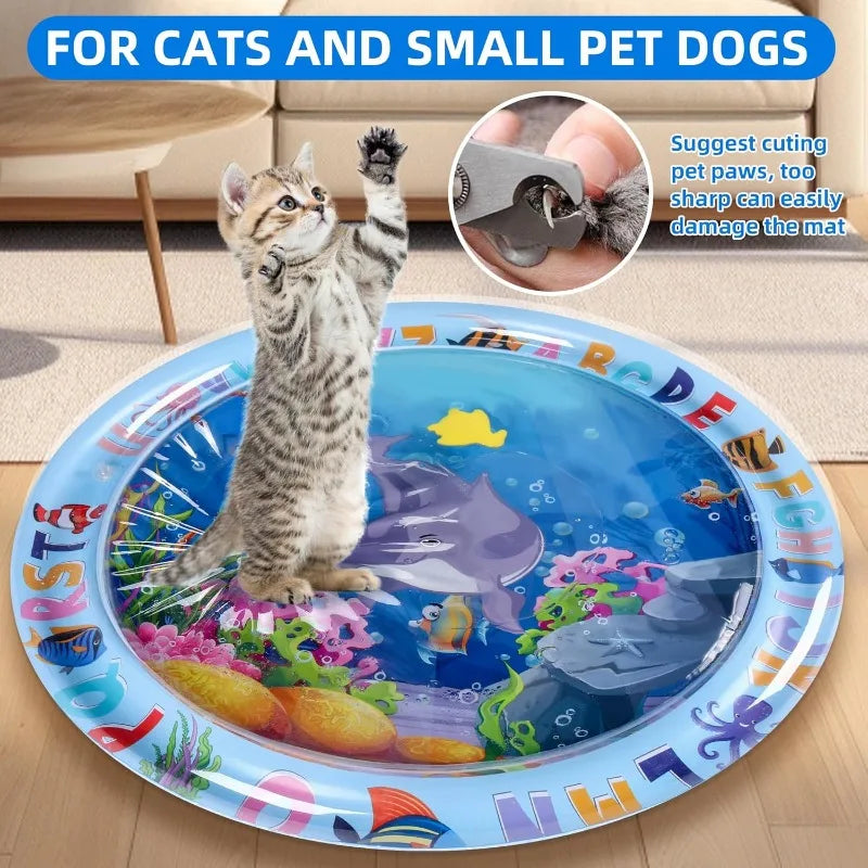 Tapete de jogo sensorial de água para animais de estimação, para gatos e cães, almofada de resfriamento espessada, brinquedo interativo para animais de estimação, verão, atividade interna