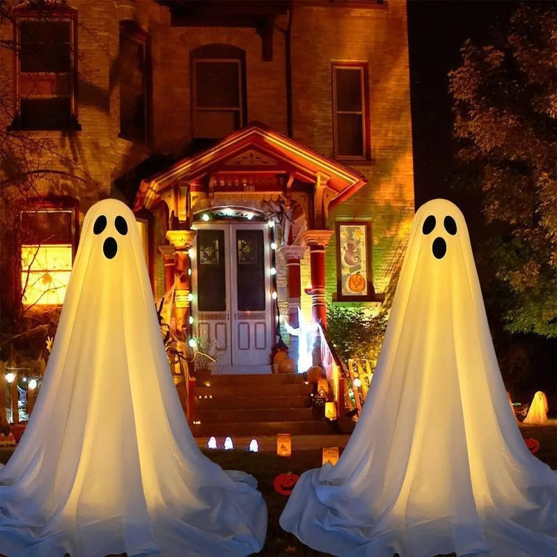 Decorações de Fantasmas para Halloween, Suprimentos para Festas de Halloween em Ambientes Internos e Externos, Adequados para Jardins, Varandas, Pátios e Gramados
