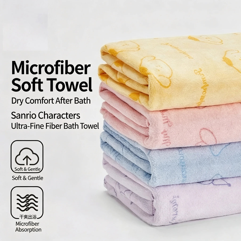 Toalha de banho de microfibra com estampa de desenho animado, supermacia, de alta capacidade de absorção, de secagem rápida e com tratamento antibacteriano 7A.