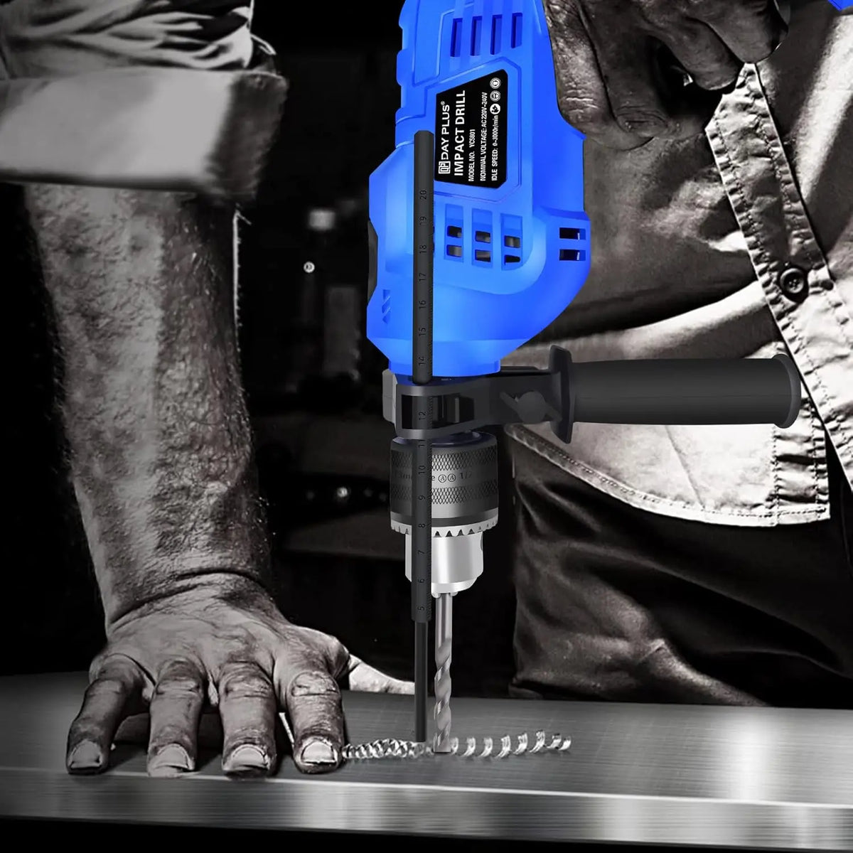 Furadeira de martelo 240V para madeira, metal, concreto, furadeira de impacto elétrica com fio de 850W, velocidade variável de 3000 rpm, 2 em 1 com 360 °   Rotação