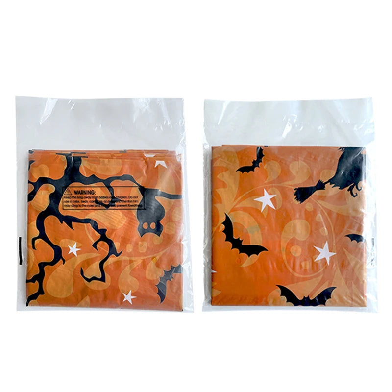 Toalha De Mesa Dobrável De Plástico Para Decoração De Halloween, Abóbora Aranha Web, Household and Party Supplies