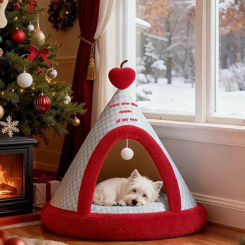 Tenda para animais de estimação, para gatos e cães, portátil, removível e lavável, casinha para cães, para uso em ambientes fechados, com almofada e cama para gatos com painel preto.