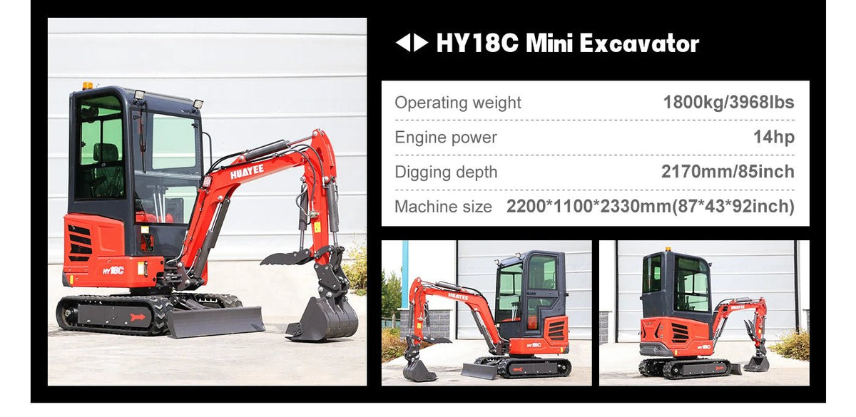 Mini Escavadeira de Nível Profissional — Equipada com Cabine Deluxe e Motor Diesel Kubota. Envio dos EUA. Personalizável. - Kasa & Pet