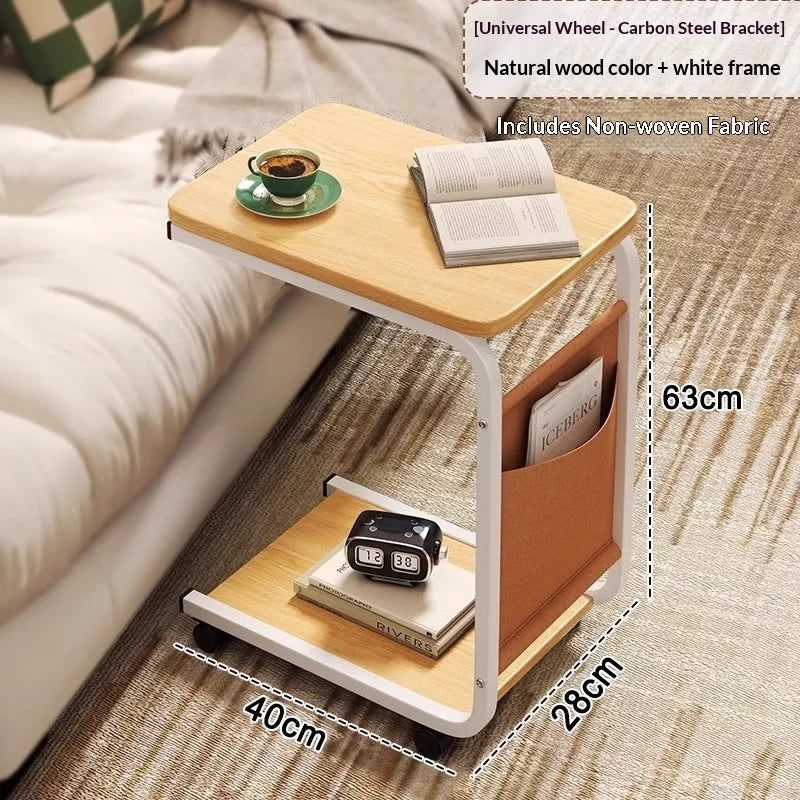 Luxo minimalista rolando mesa lateral mesa de chá sofá cabeceira carrinho armazenamento moderno economia espaço preto branco