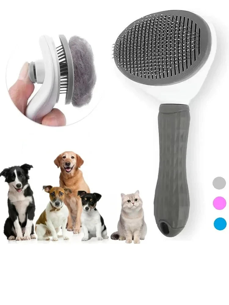 Escova para cães e gatos, pente autolimpante para remoção de pelos de animais de estimação, ferramentas para limpeza de cães e gatos, acessórios para cães