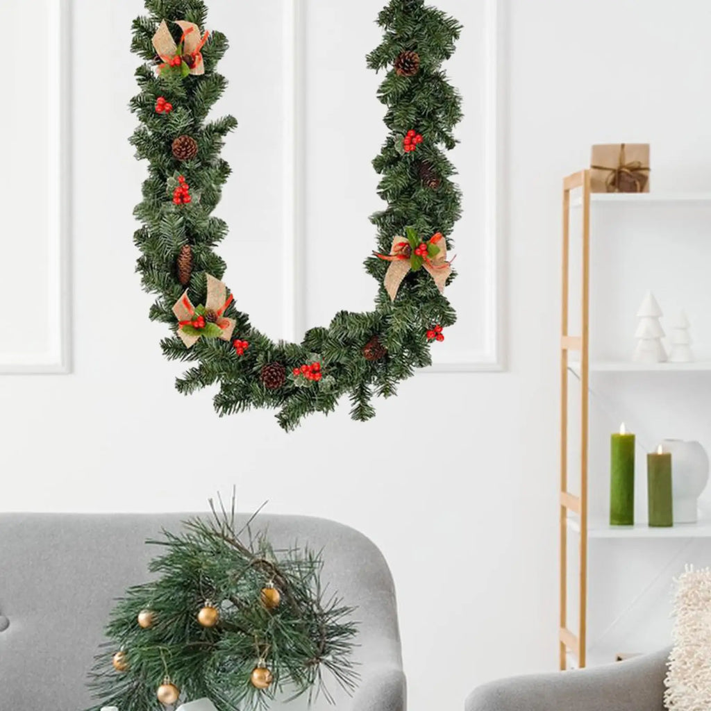 Decoração artificial da guirlanda do Natal, 5.9ft, com pinhas, interno, exterior, HOME, árvore do Xmas, porta, inverno