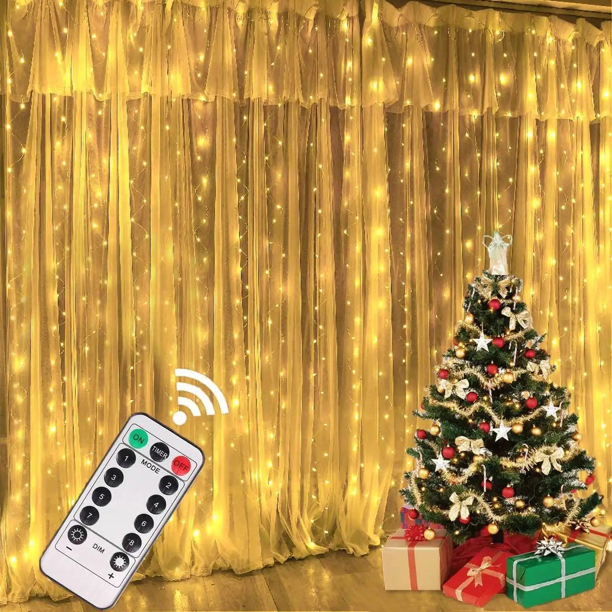 Cortina de natal led luzes da corda guirlanda festival 8 modos usb controle remoto feriado casamento luzes fadas para decoração do quarto