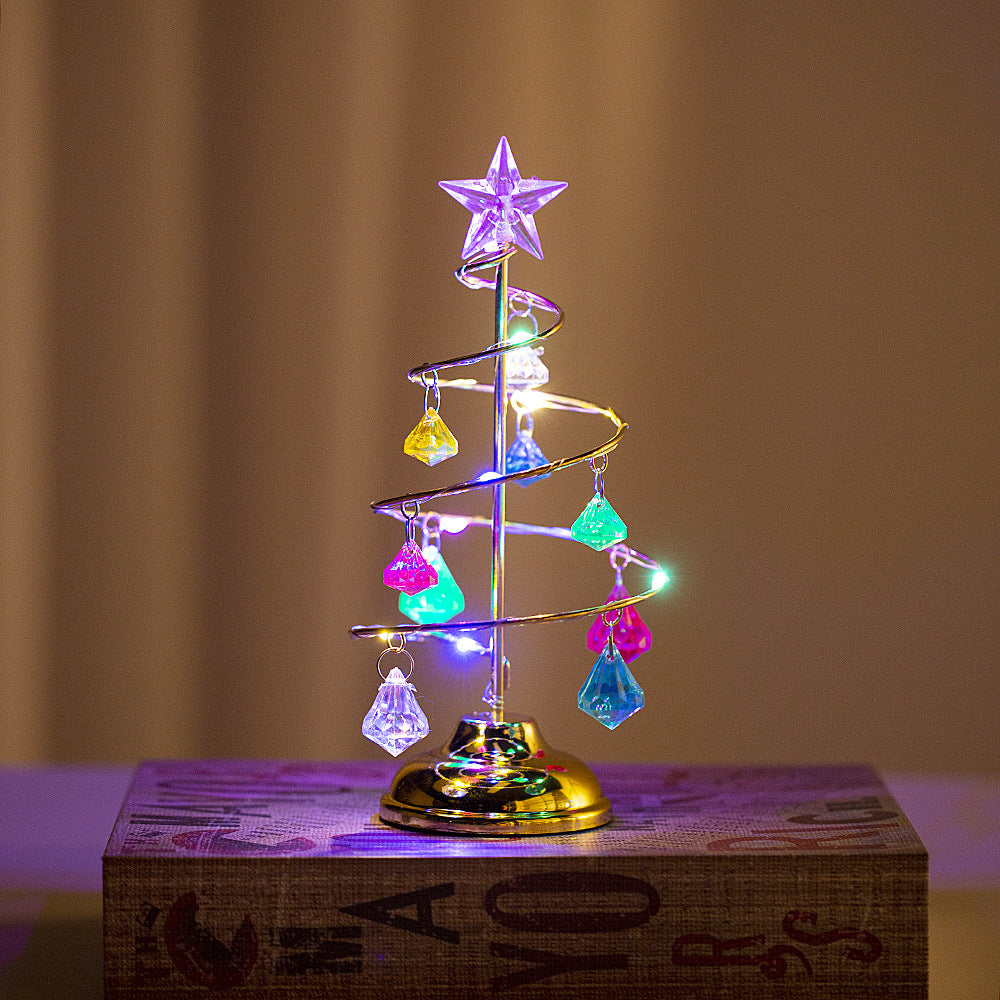 Galvanizado Árvore De Ferro LED Luzes Noturnas, Cristal Luminoso, Decoração De Mesa, Presentes De Natal
