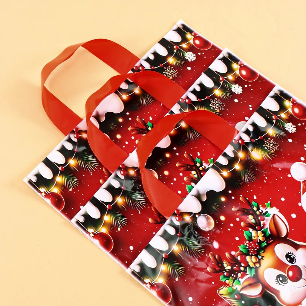 6 Sacolas de Presente de Natal com Tema Papai Noel e Rena, Sacolas de Embalagem para Presentes de Ano Novo 2026, Decoração Natalina para Casa