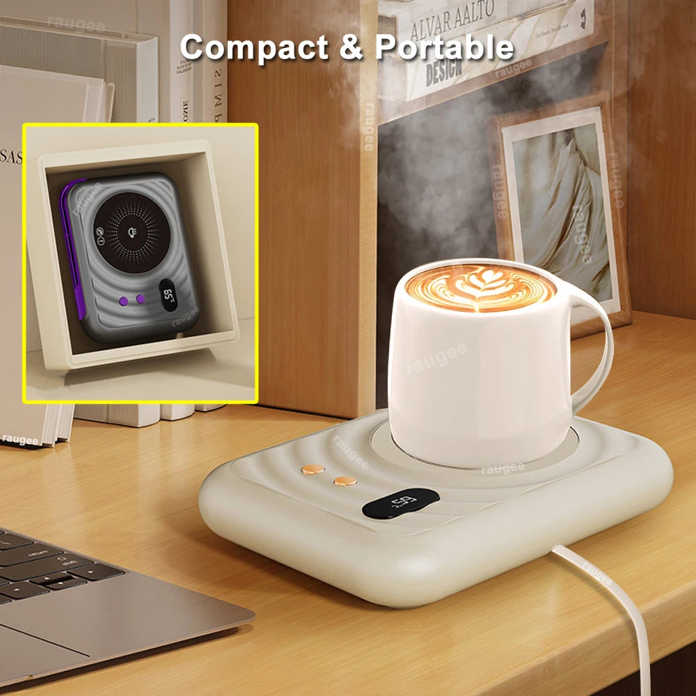 Aquecedor de copo elétrico 2 em 1, aquecedor de café, chá, portátil, porta-copos, para casa, escritório, desktop, aquecedor de caneca