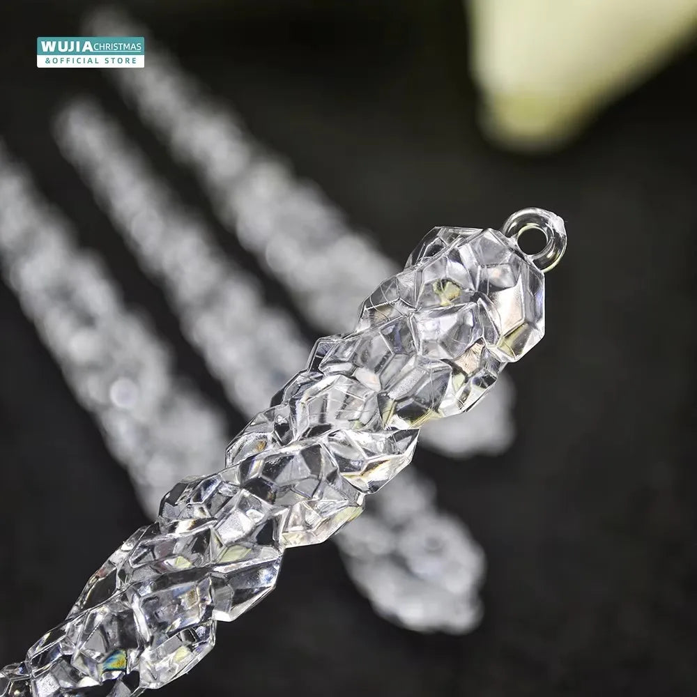 Simulação de Natal Icicles acrílicos, ornamento de Natal, gelo falso para festa de inverno, decoração de ano novo, 15cm, 6 peças