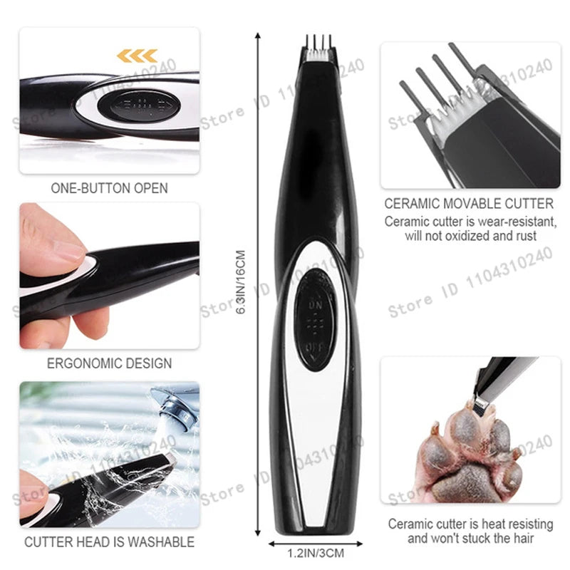 Kit de Tosa Elétrico Recarregável para Cães e Gatos, com Máquina de Cortar Pelos e Lixadeira de Unhas Silenciosa