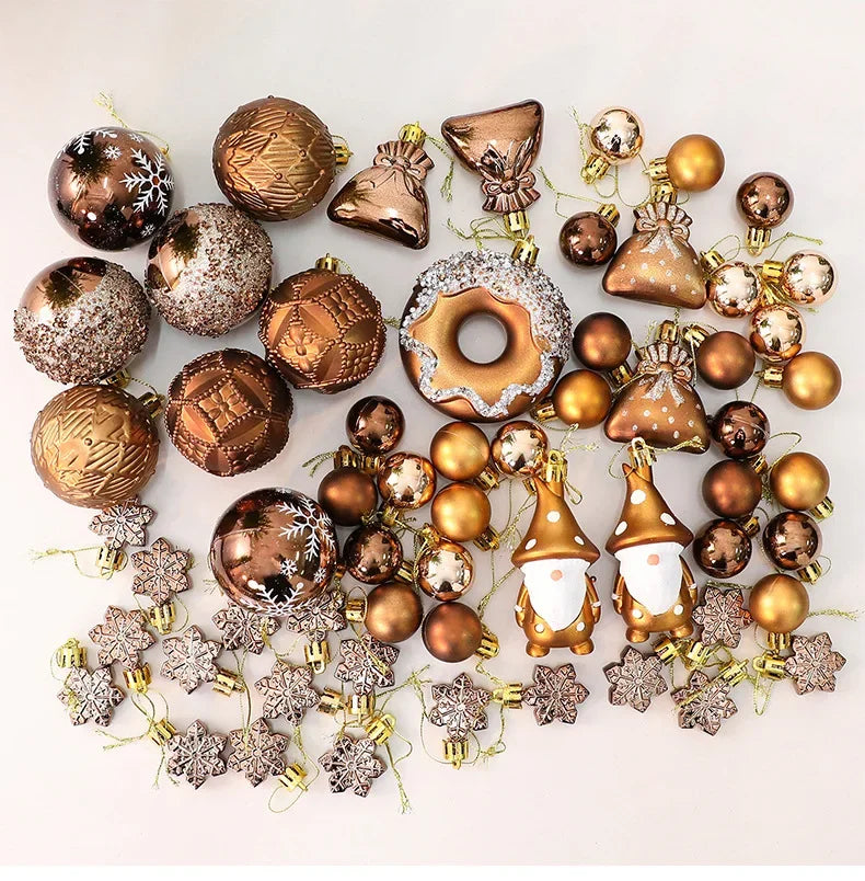 Conjunto de Bolas de Natal com Formatos Variados, Enfeites de Natal Inquebráveis para Pendurar, Bolas, Donuts, Gnomos, Pinhas, Decoração de Natal para Casa