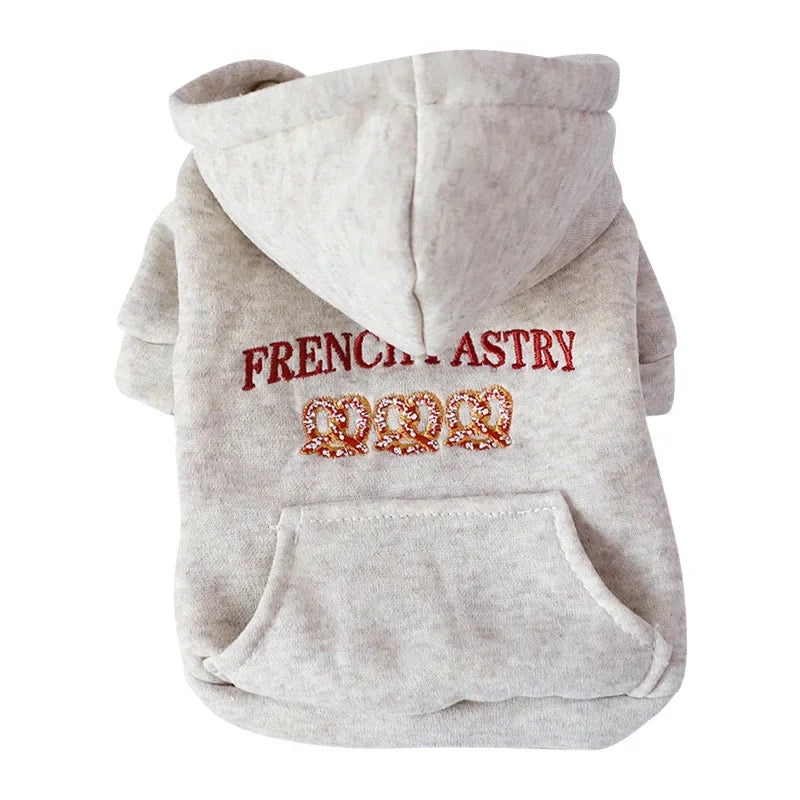 Outono e inverno pet hoodie pequeno cão bordado hoodie cão quente grosso hoodie roupas para animais de estimação roupas de cachorro