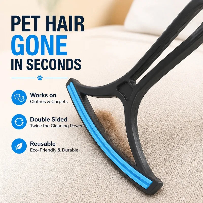 Escova Removedora de Pelos de Animais de Estimação de Dupla Face, Ferramenta Eficiente para Limpeza de Pelos de Gatos e Cães, Dispositivo Reutilizável para Remoção de Pelos