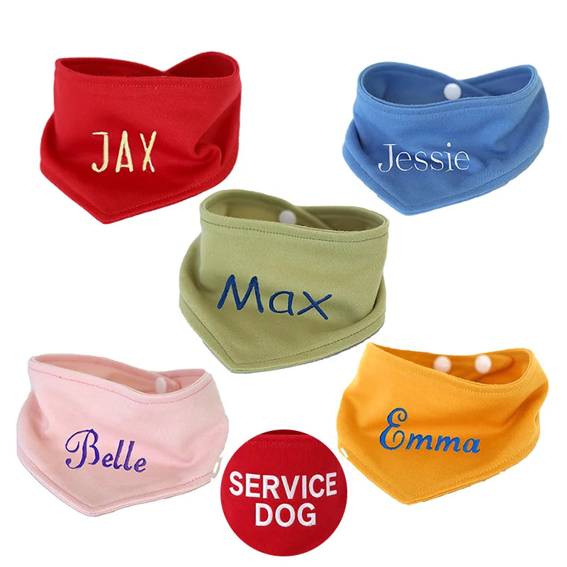 Bandana Personalizada Bordada para Cães, Lenço Triangular Ajustável Multicolorido Anti-Saliva para Pets
