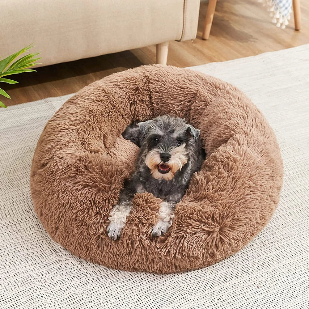 Cama redonda para animais de estimação, 40-90cm, 6 tamanhos, cama grande para cães, super macia, casa de pelúcia para cães médios, inverno, quente, dormir