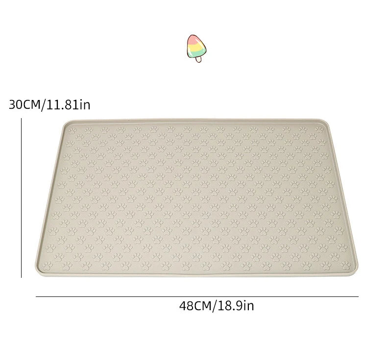 Tapete de Alimentação para Cães, Feito de Material de Silicone, Fácil de Limpar, Tapete Retangular para Refeições de Gatos e Cães com Bordas Elevadas